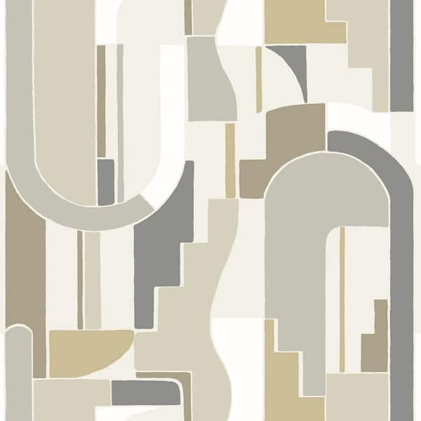 A-Street Prints Odele Brown Honey Geometric Archways Matte Paper Non-Pasted Wallpaper