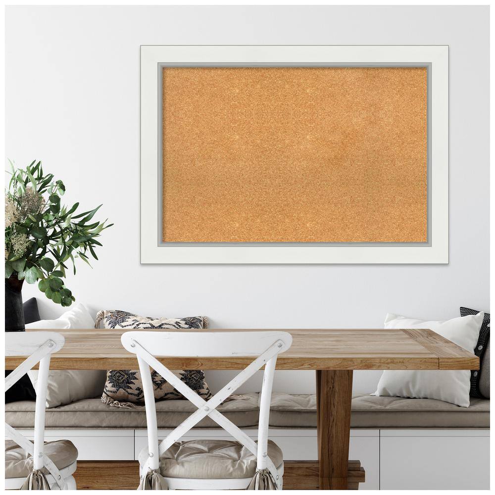 Eva White Gold Framed Natural Cork Bulletin Board