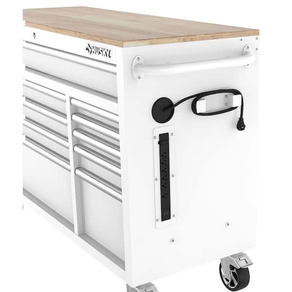 Husky Modular Tool Storage 52 in. W White Mobile Workbench Cabinet