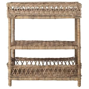 Ajani Beige Wicker 3 Tier Accent Table