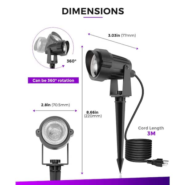 Ahfiwaso IP66 500 Lumens Black Plug-in Integrated LED Outdoor