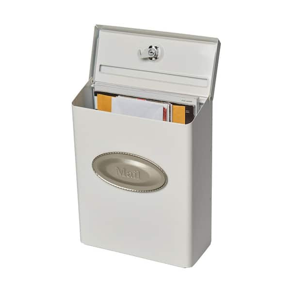 Designer Medium, Vertical, Wall Mount, Locking Mailbox, White Designer Medium, Vertical, Wall Mount, Locking Mailbox, White