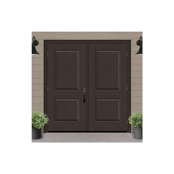 Regency 72 in. x 80 in. 2P Squaretop RHOS Hickory Stain Fiberglass Double Prehung Front Door with 4-9/16 Jamb