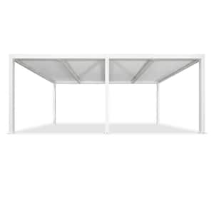 12 ft. x 20 ft. White Aluminum Frame Outdoor Louvered Pergola Hardtop Gazebo with Adjustable Roof for Sunshade Rainproof