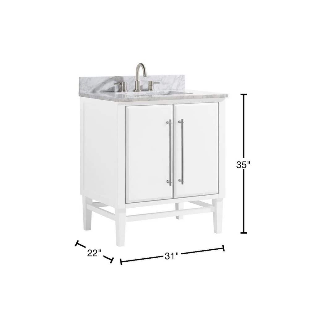 Mason 31'' White Solid Wood Vanity with Marble Top