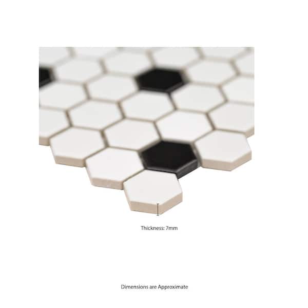 Adelaide Hexagon Black and White Dot 10.16 in. x 11.71 in. Matte Porcelain Floor and Wall Tile (12.45 sq. ft./Case)