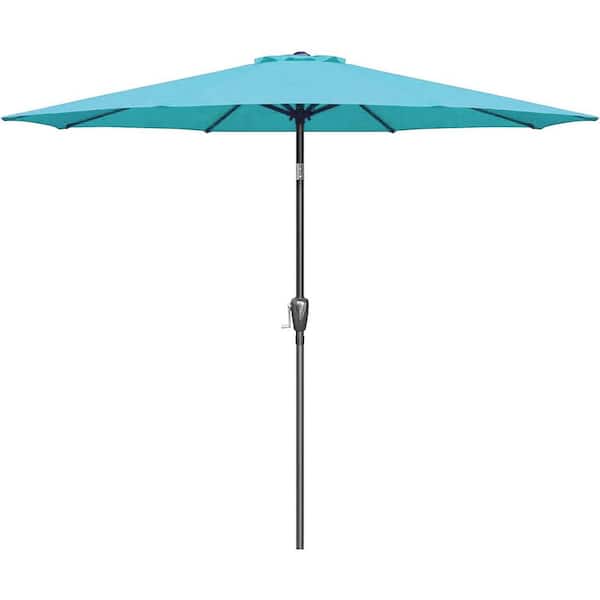 cenadinz Simple Deluxe 9' Patio Umbrella Outdoor Table Market Yard Umbrella with Push Button Tilt/Crank 8 Sturdy Ribs Turquoise