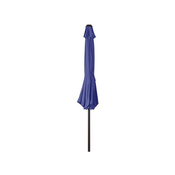 Kingston 9 ft. Market Outdoor Umbrella in Navy Blue with 50 lbs. Concrete Base