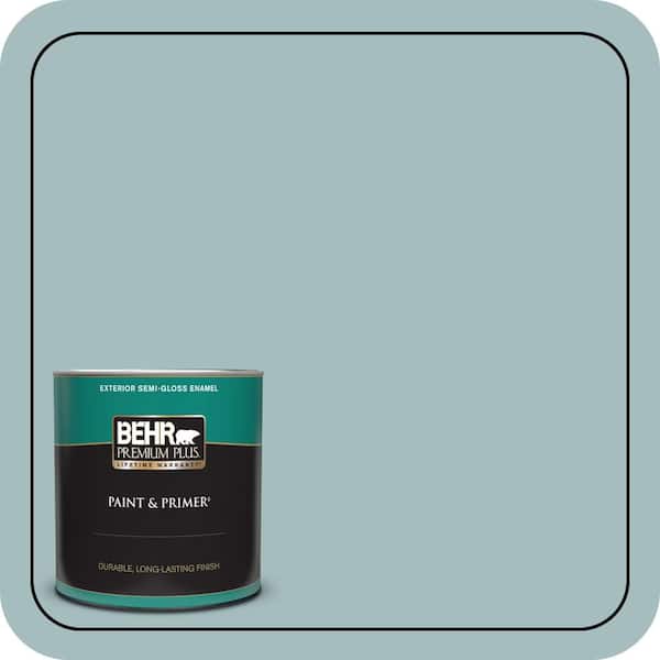 BEHR PREMIUM PLUS 1 qt. #PPU13-13 Oslo Blue Semi-Gloss Enamel Exterior Paint & Primer