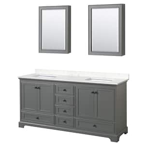 Deborah 72 in. W x 22 in. D x 35 in. H Double Bath Vanity in Dark Gray with Carrara Cultured Marble Top and Mirrors