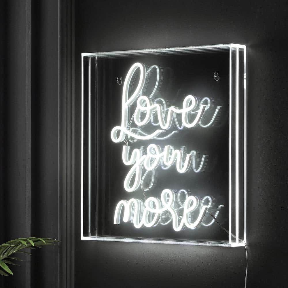 Love You More White Acrylic Box USB LED Neon Light