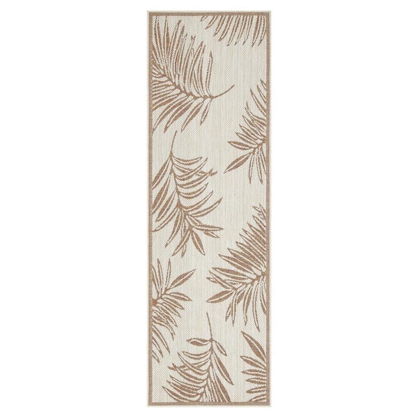 Liana Ivory and Brick 2 ft. x 8 ft. Indoor/Outdoor Area Rug