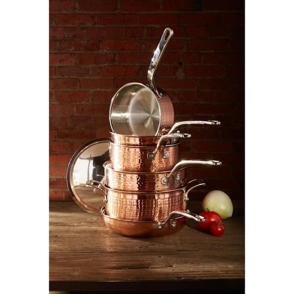 LAGOSTINA Martellata 10-Piece Hammered Copper Tri-Ply Cookware Set