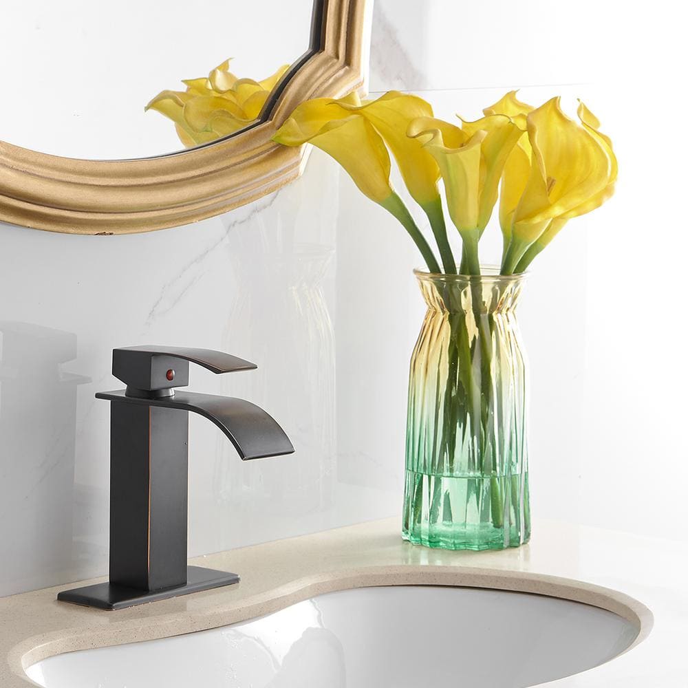 Oil Rubbed Bronze Single Handle Waterfall Bathroom Faucet