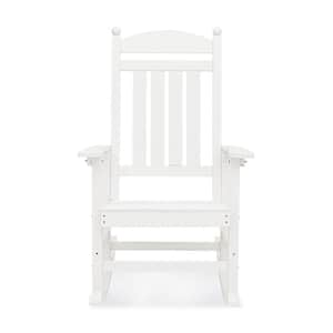 Oscar White HDPS Recycled Plastic Weather-Resistant Adirondack Porch Rocker Patio Outdoor Rocking Chair