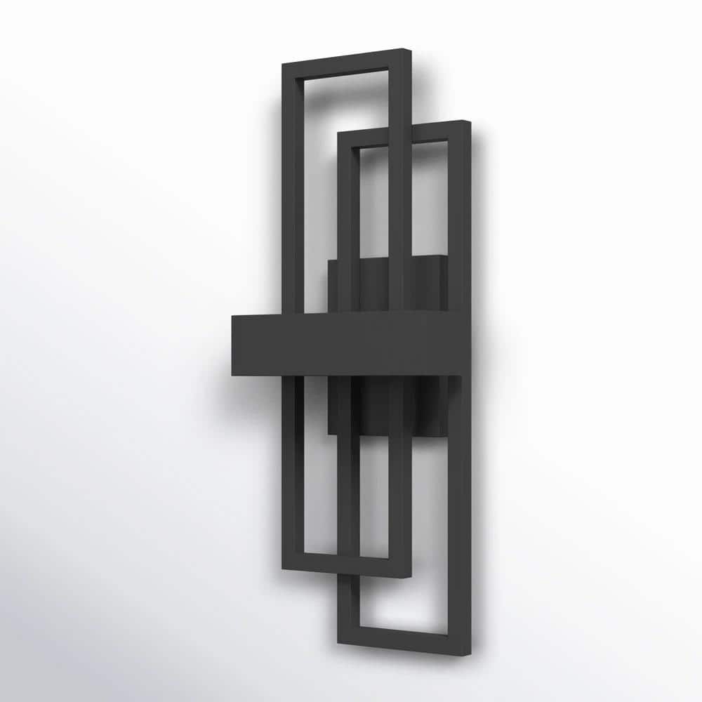 Montpelier 20.08 in. Black Unique Geometric Design Waterproof Integrated LED Outdoor Hardwired Lantern Sconce Fixture price history on PriceWatchPro