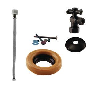 1/2 in. Nominal Compression Cross Handle Angle Stop Toilet Supply Kit in Oil Rubbed Bronze