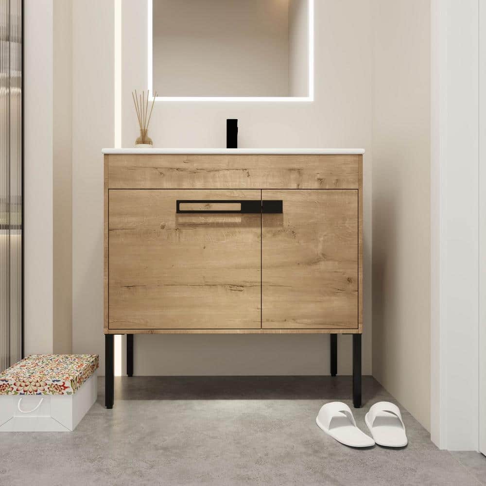 36 in. W x 19 in. D x 36 in. H Freestanding/Wall Single Sink Bath Vanity in
