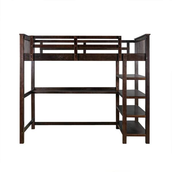 Drein Twin Size Loft Bed With Storage, Twin Size Loft Bed With Desk And Storage