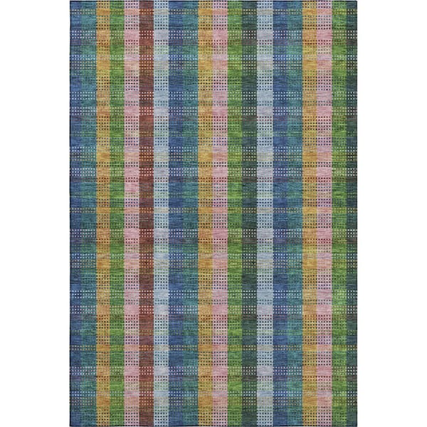Mayfield Premium Machine Washable Abstract AMF966 Navy 5 ft. x 7 ft. 6 in. Area Rug