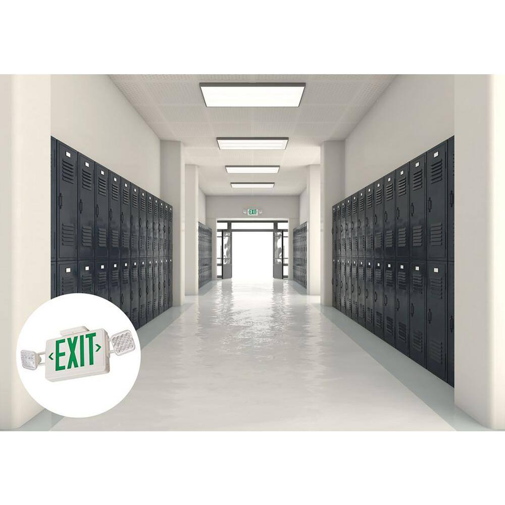 White LED Emergency Exit Sign with Dual Lights