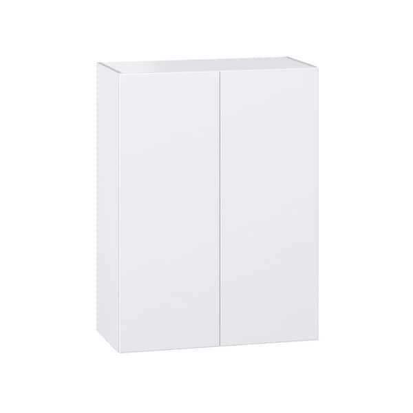 J COLLECTION Timberline 30 in. W x 14 in. D x 40 in. H Assembled Slab Wall Kitchen Cabinet in Bright White