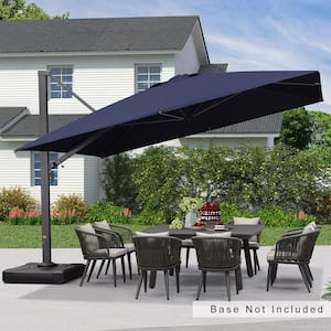 12 ft. Square Patio Umbrella Aluminum Large Cantilever Umbrella for Garden Deck Backyard Pool in Navy Blue