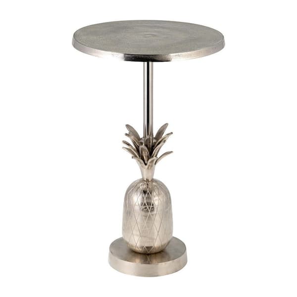 Liv & Skye 15 in. Silver Round Metal Accent Table
