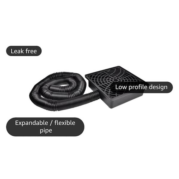 Angel Sar 12 in. x 12 in. Low Profile Catch Basin Drain Kit Downspout Extender, Pipe Stretched Length 16.4 ft.