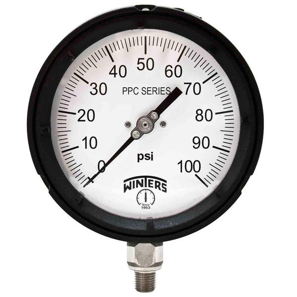 Winters Instruments PPC Series 4.5 in. Black Phenolic Case Process Pressure Gauge with 1/4 in. NPT LM and Range of 0-100 psi