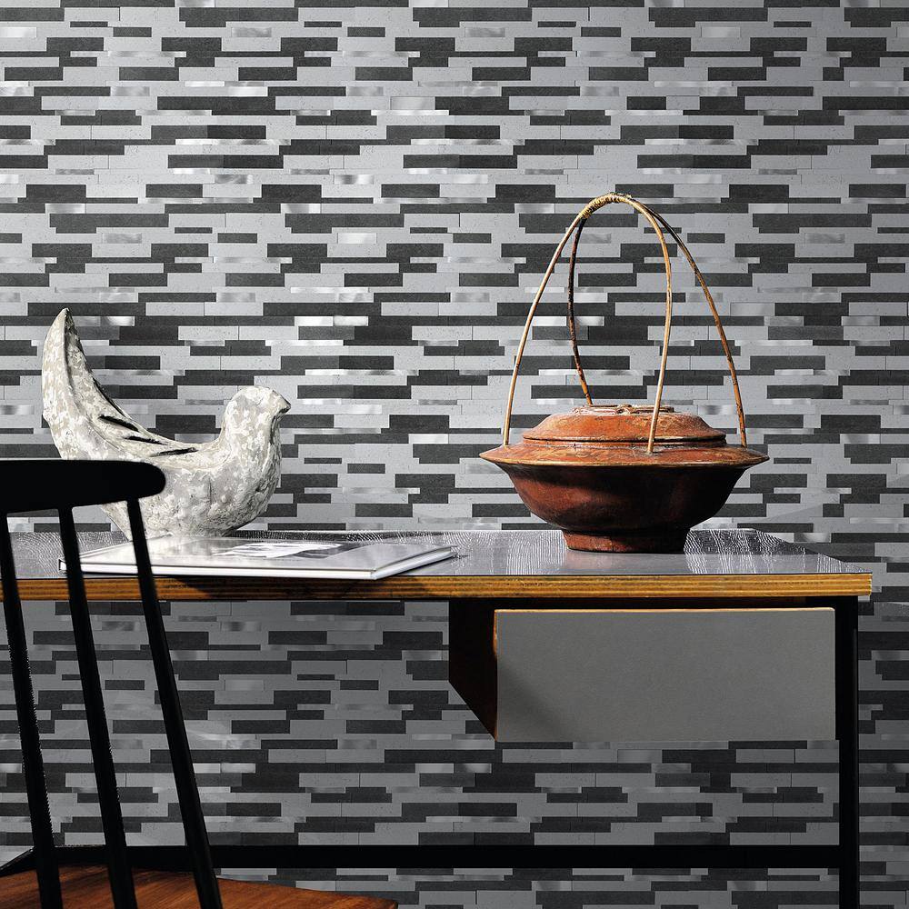 Gray Aluminum Peel and Stick Mosaic Tile Sheet