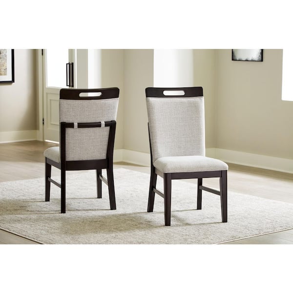 Neymorton Brown/Gray Polyester with Cushion and Solid Wood Frame Side Chair Set of 2