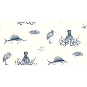 Oceania Navy Sea Creature Navy Paper Strippable Roll (Covers 56.4 sq. ft.)