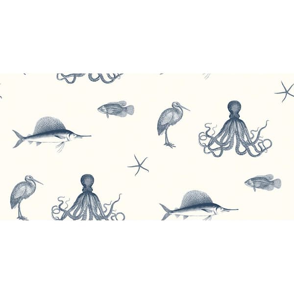 Chesapeake Oceania Navy Sea Creature Navy Paper Strippable Roll (Covers 56.4 sq. ft.)