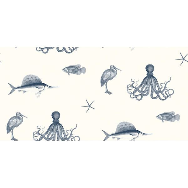 Chesapeake Oceania Navy Sea Creature Navy Paper Strippable Roll (Covers 56.4 sq. ft.)