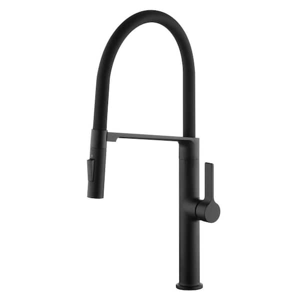 Matte Black 20.1 in. Pull Down Sprayer Kitchen Faucet with 360° Spout Swivel