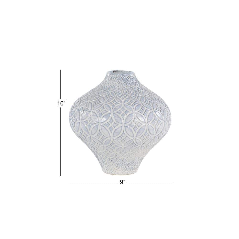 White and Light Blue Porcelain Bud Vase