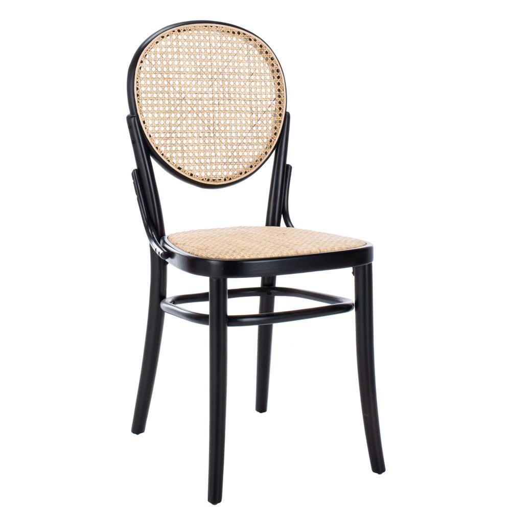 Sonia Black and Natural Cane Wood Side Chair Set