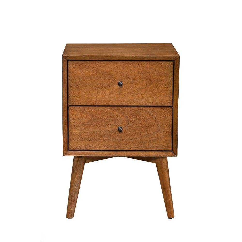Mid-Century Modern Mahogany 2-Drawer Nightstand in Light Maple Brown