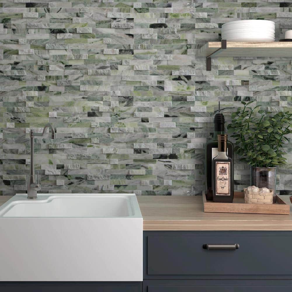Emerald Green Natural Marble Peel and Stick Mosaic Tile