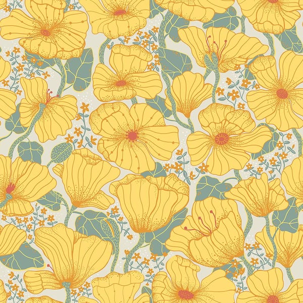 Sunflower Trail Red/Yellow/Green Matte Finish Vinyl on Non-Woven Non-Pasted  Wallpaper Roll G45459 - The Home Depot