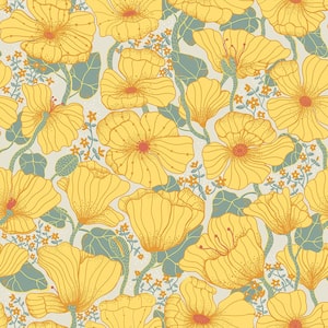 Matilda Yellow Poppy Fields Wallpaper Sample