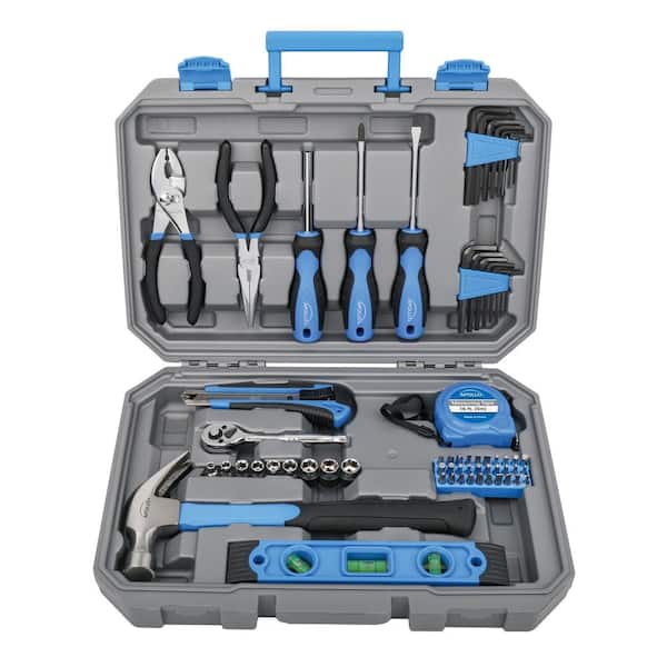 Apollo Tools 39 Piece General Tool Kit W/ Hard Case Hammer Pliers