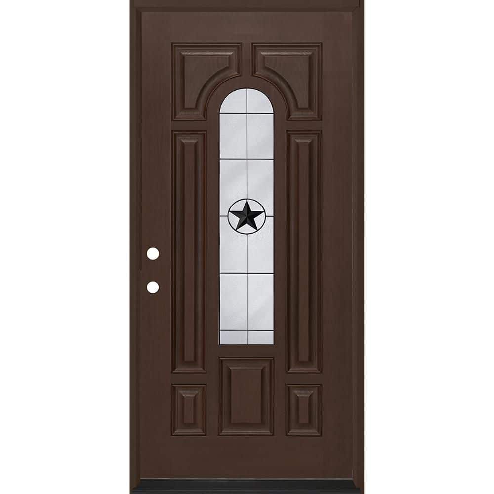 Regency 36 in. x 80 in. CenterLite Alamo Glass RHIS Hickory Fiberglass Prehung Front Door with 6-9/16 Jamb price history on PriceWatchPro
