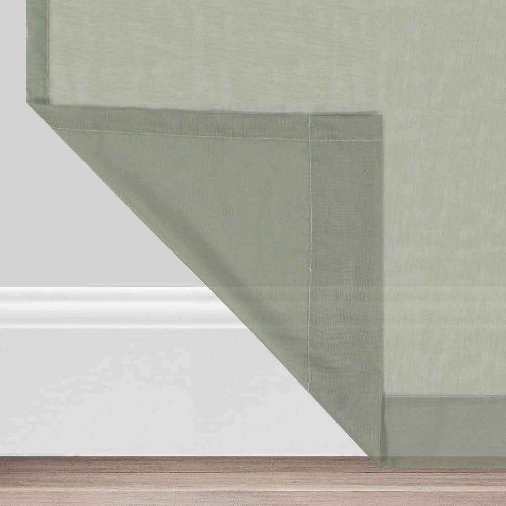 Sage Green Light Filtering Sheer Grommet Top Drapes, 52x63
