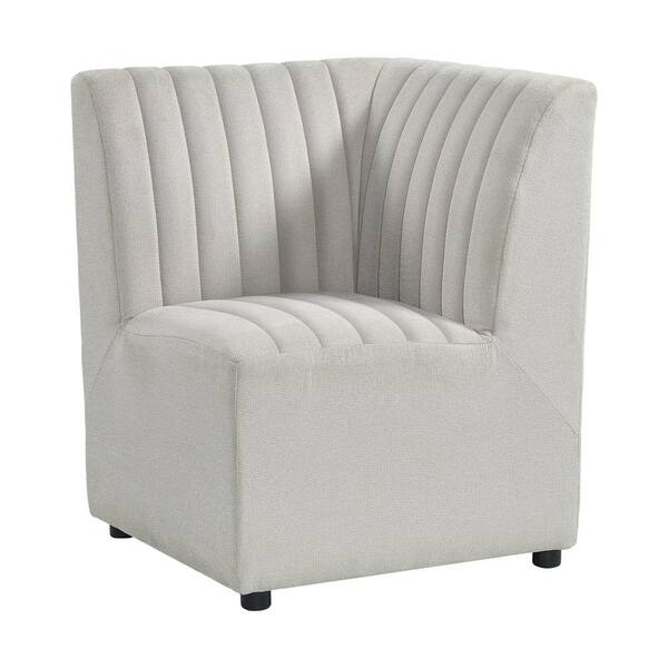 Rizzo Beige Linen Wood Upholstered Dining Corner Chair 1