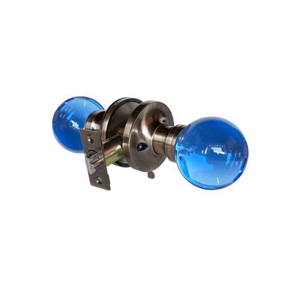 Krystal Touch of NY Sapphire Crystal Antique Brass Privacy Bed/Bath Door Knob with LED Mixing Lighting Touch Activated