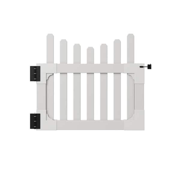 3.5 ft. W x 3 ft. H All American Scallop Top Vinyl Picket Fence Gate with Stainless Steel Hardware