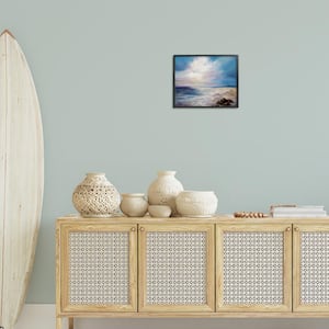 Serene Clouds Over Beach by Karen Hale Black Framed Nature Giclee Art Print 11 in. x 14 in.