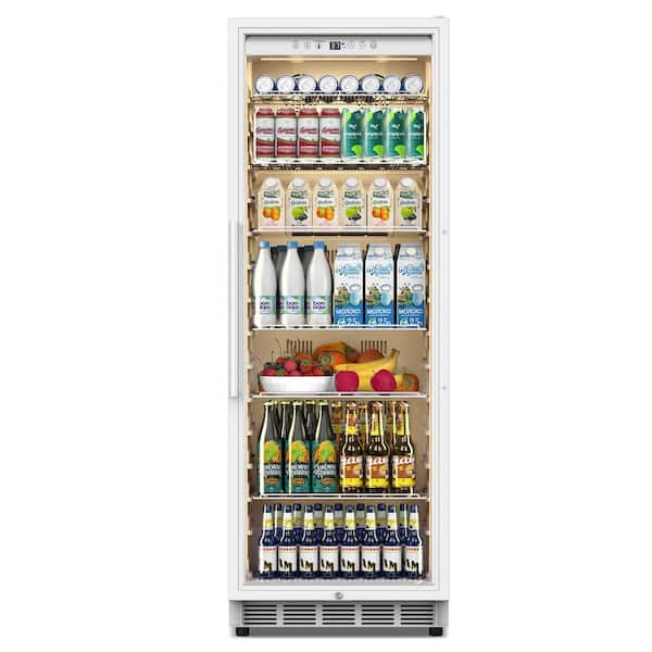 24 in. W 14.8 cu. ft. Upright Merchandiser Display Refrigerator Glass Door Beverage Cooler in White